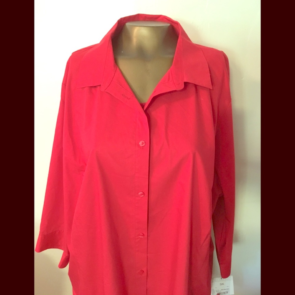 NEW Liz Claiborne Stretch Woman 3X Red Blouse NWT